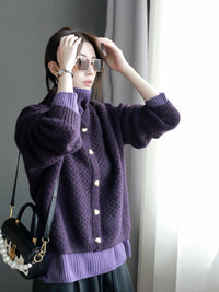 Heart Button Knitted Cardigan_BDHL6871