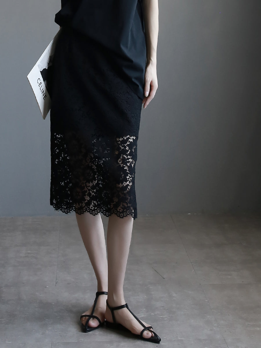 Round Neck Shirt And Fishtail Skirt Set_BDHL7635