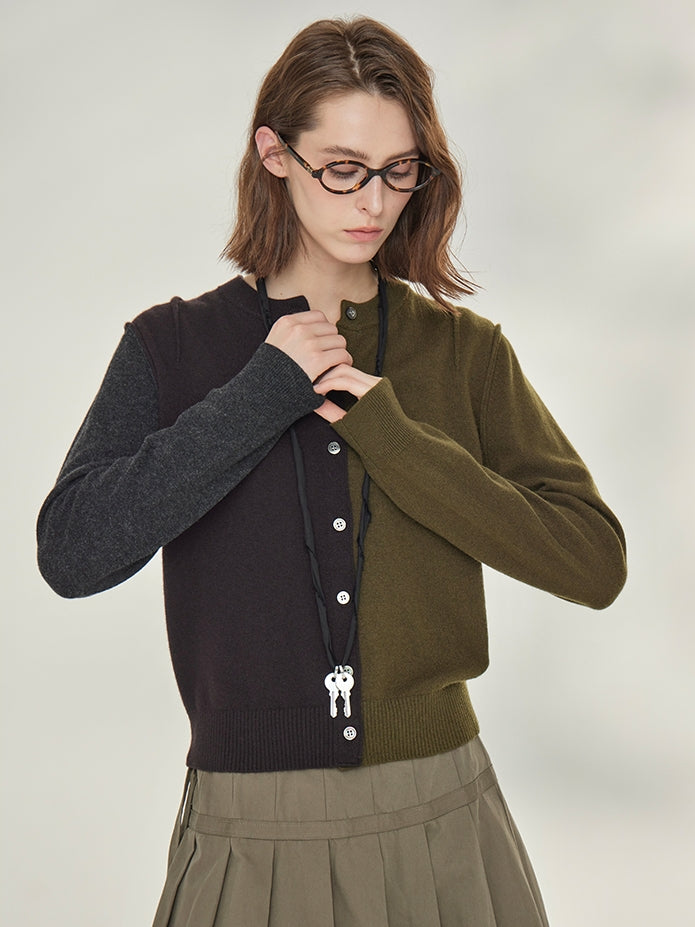 Contrast-Color Knit Cardigan_BDHL7745