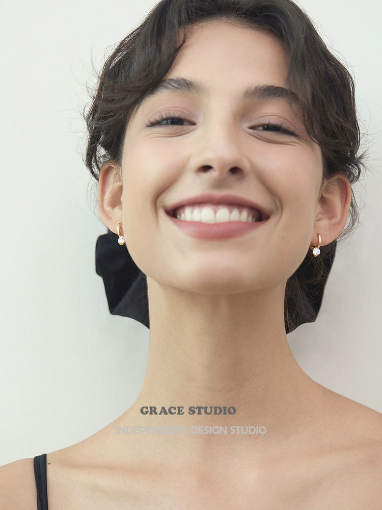 Exquisite suspended crystal sparkle pierced earrings_BDHL7684
