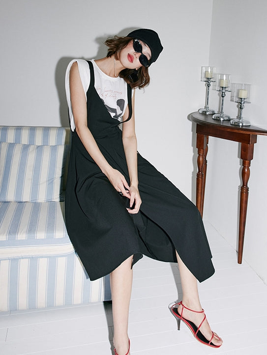 Irregular Shoulder Strap Skirt_BDHL7535