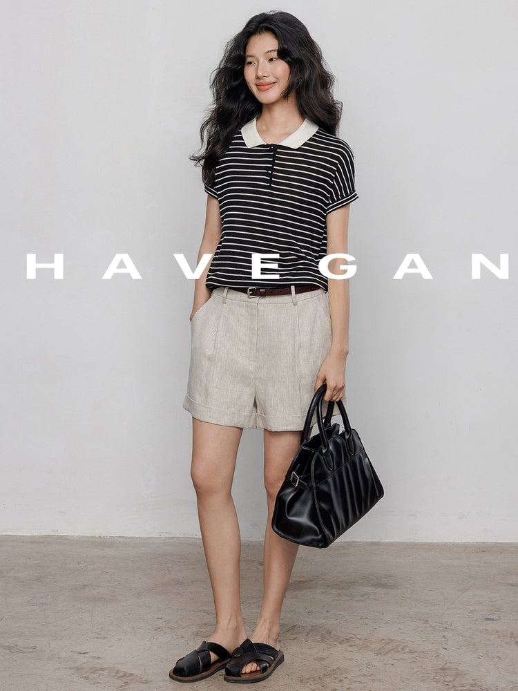 Polo Collar Border Tops_BDHL7232