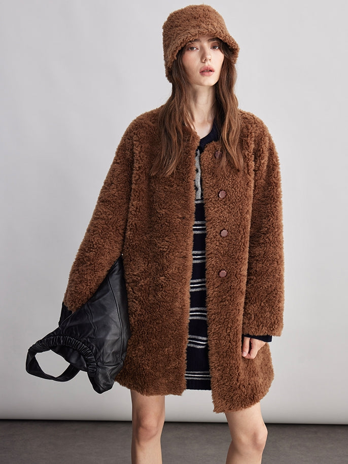 Fluffy Collarless Coat_BDHL7940