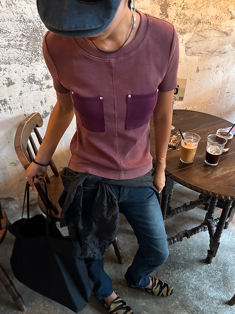 Round Neck Pocket T-Shirt_BDHL6343