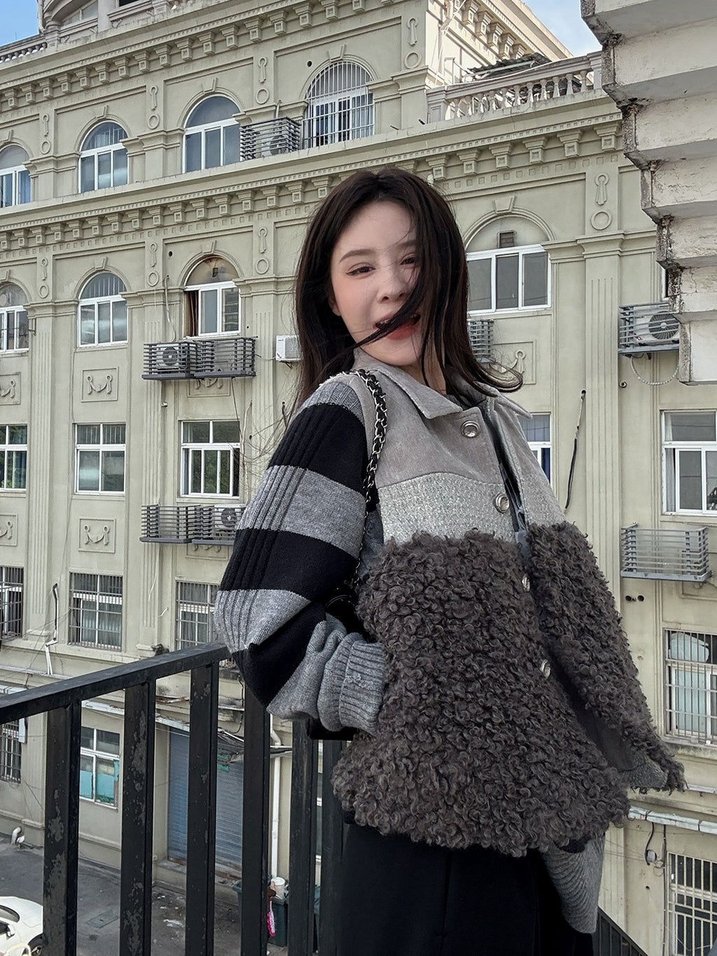 撞色毛絨背心_BDHL8087