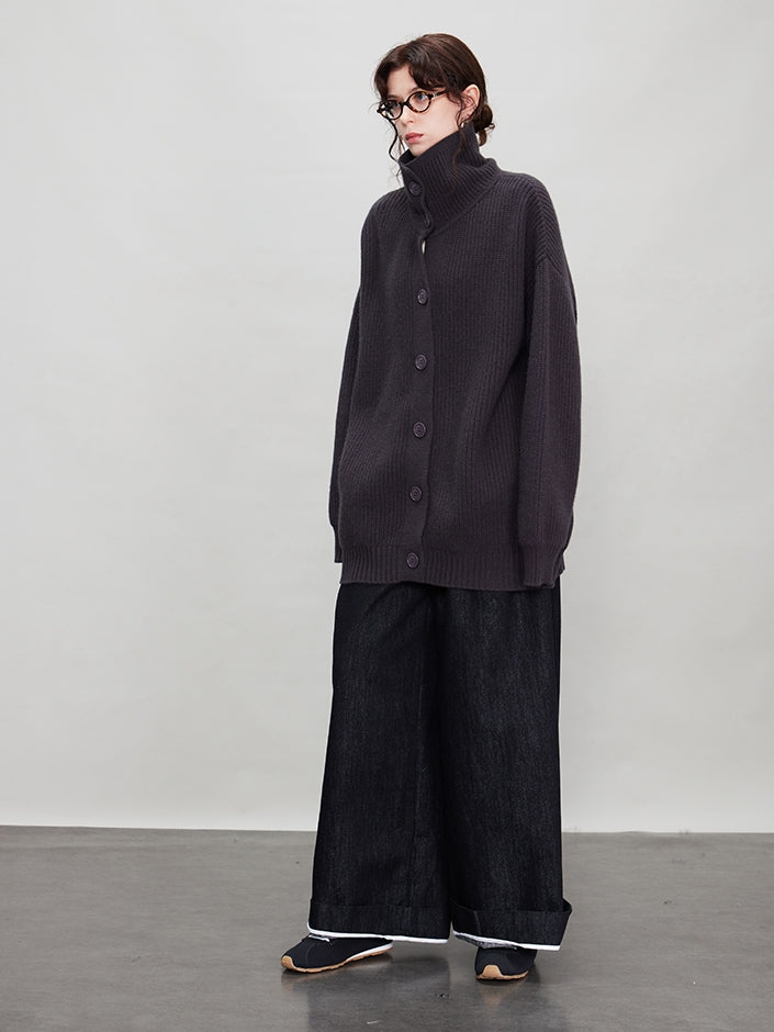 厚針織長版翻領開襟衫_BDHL7942