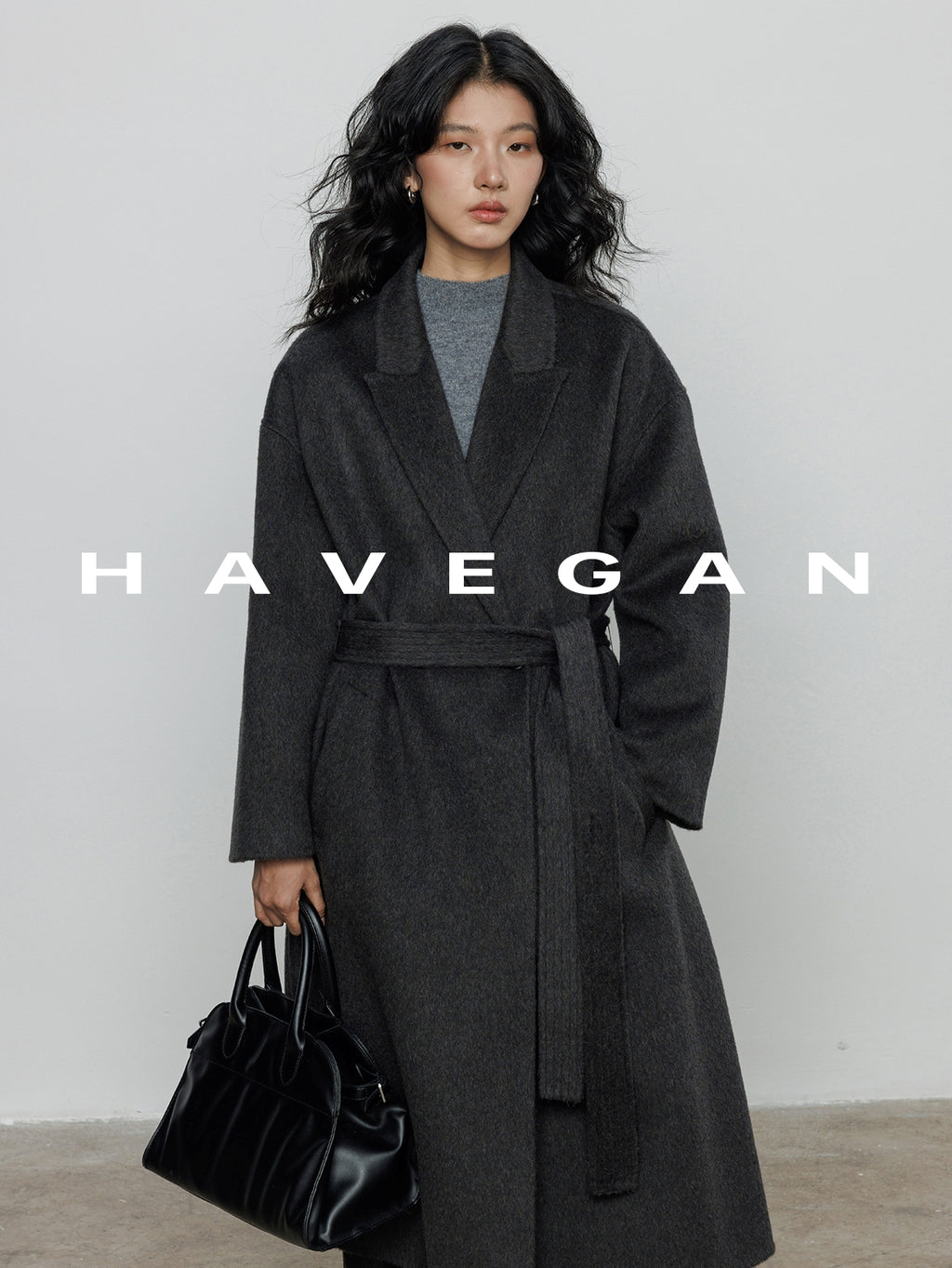 翻領腰帶長版大衣_BDHL7890