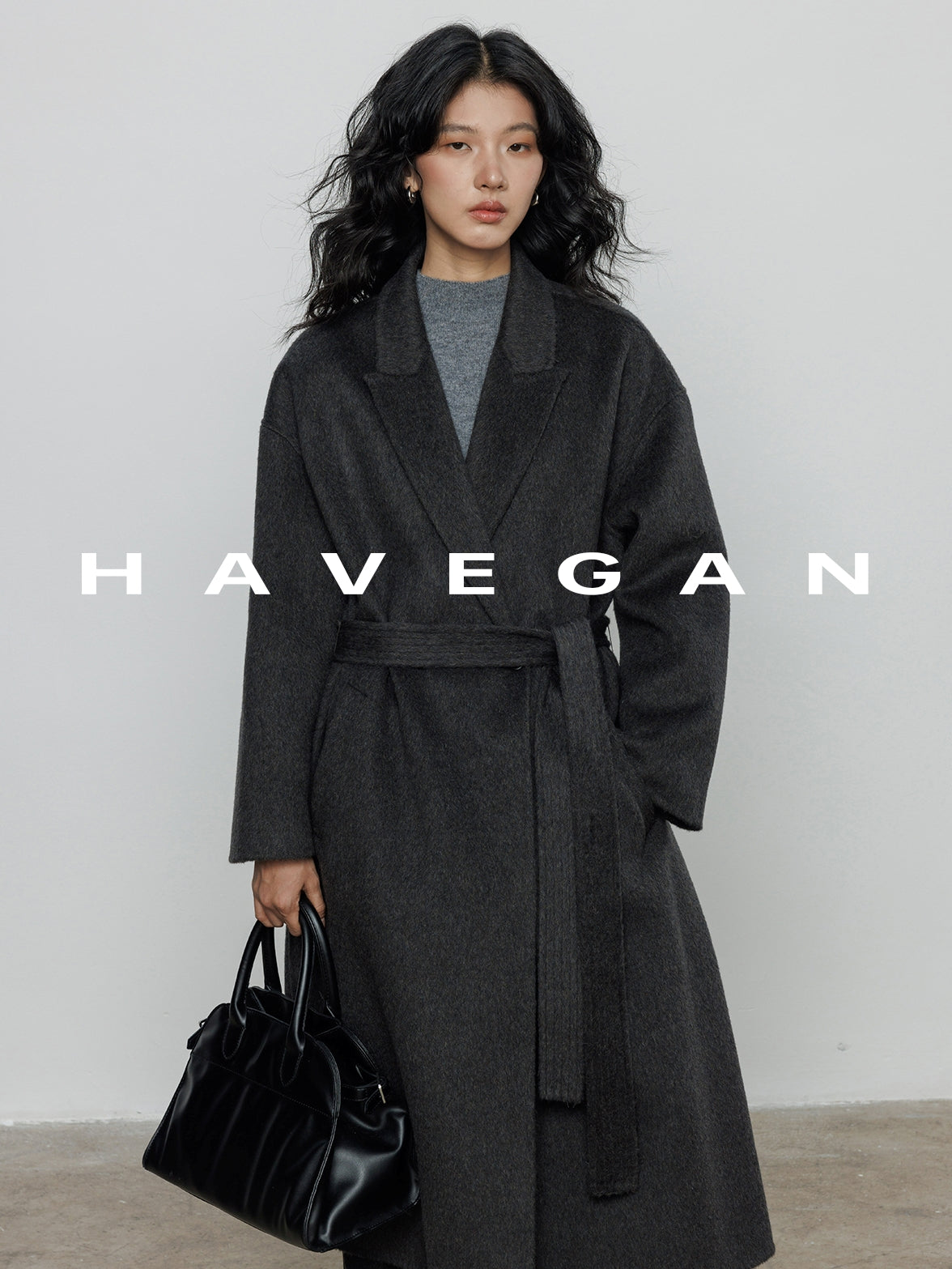 翻領腰帶長版大衣_BDHL7890