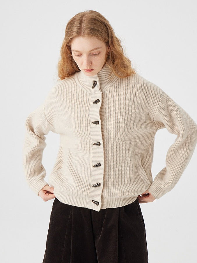 立領羅紋針織開襟衫_BDHL8117