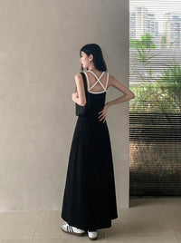 Back Cross Camisole Long Dress_BDHL6158