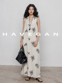 花卉休閒V領連身裙_BDHL7238