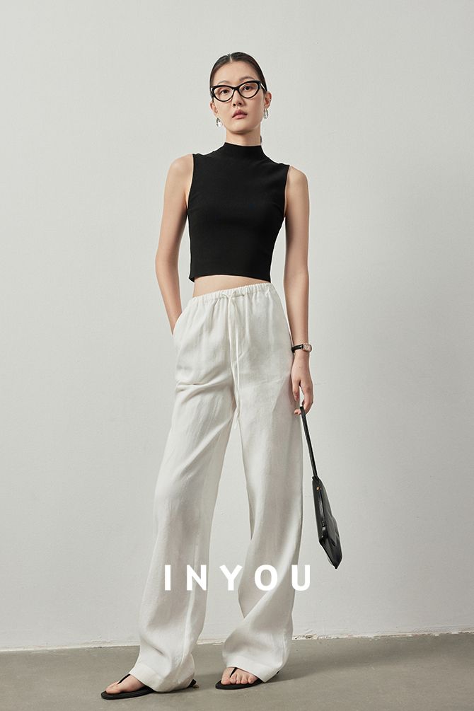 Draped Elastic Waist Wide Pants_BDHL6122