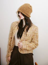 Collarless Yellow Short Jacket_BDHL6744