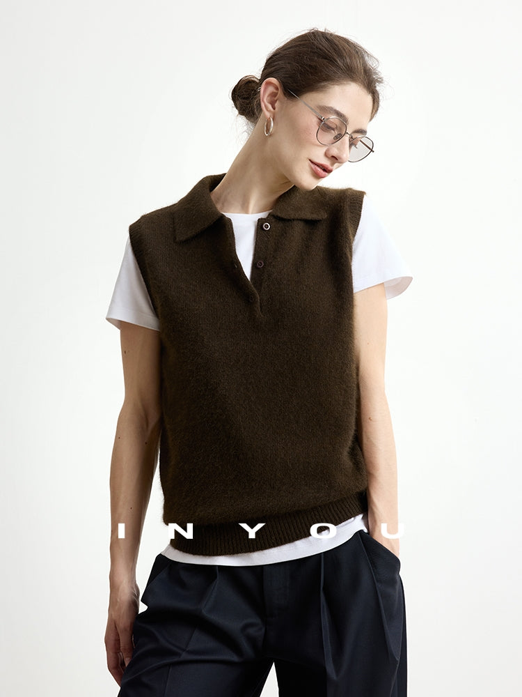 Polo-Neck Knit Sleeveless Tops_BDHL7747