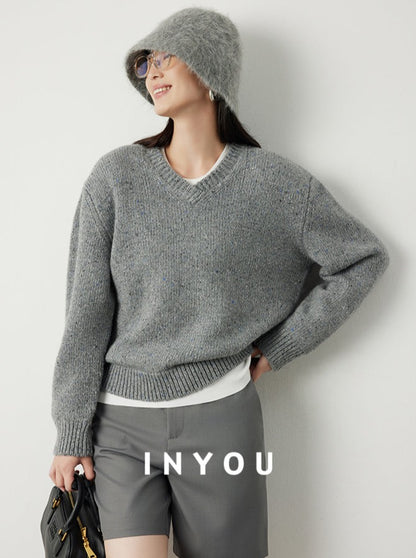 V-neck comfortable sweater_BDHL5297