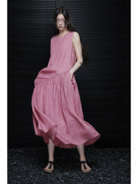 Ramie Relaxed Pink Dress_BDHL5909