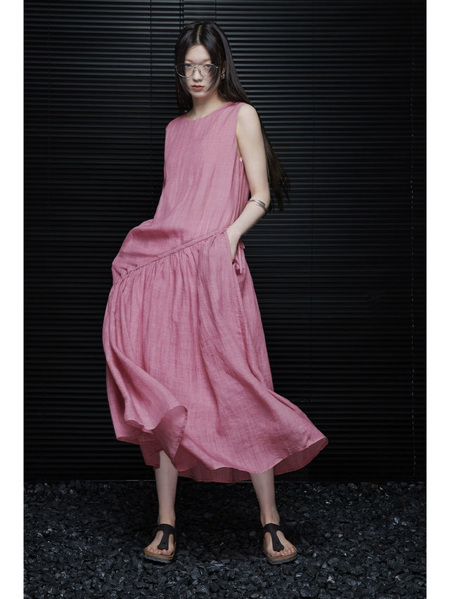 Ramie Relaxed Pink Dress_BDHL5909