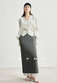 Side Slit Layered Straight Skirt_BDHL6980