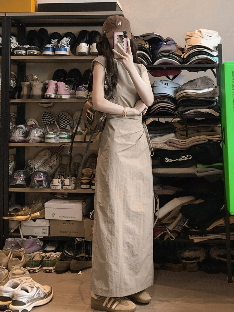 Sleeveless Tops And Slim Long Skirt Set_BDHL7564 – HELROUS