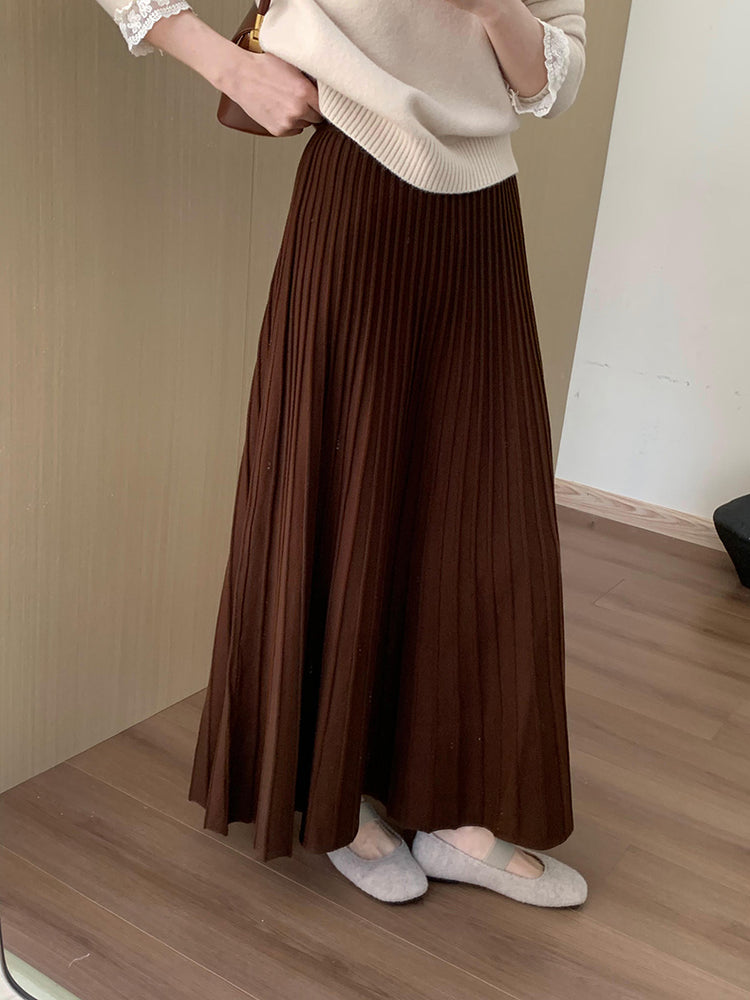 High Waist Slim Pleated Skirt_BDHL7055