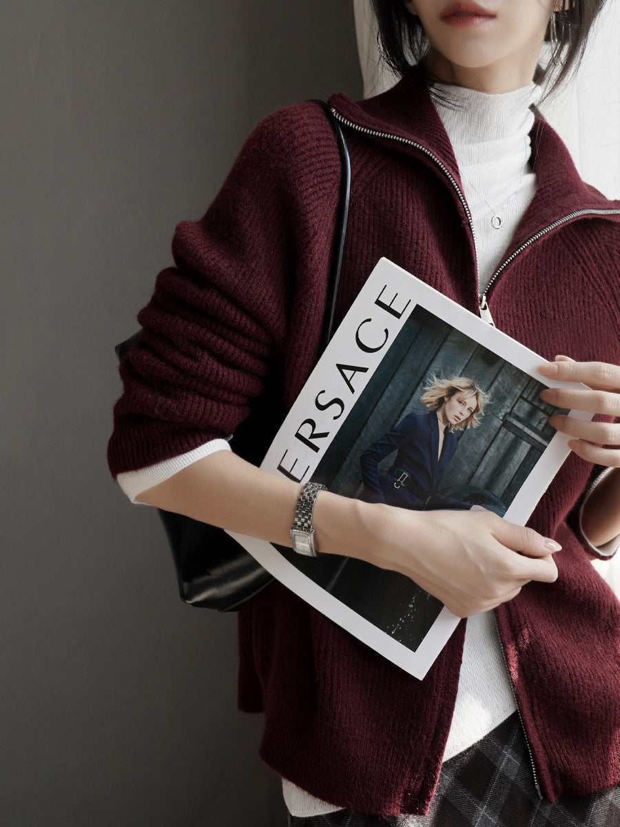 Zip-Up Knitted Cardigan_BDHL7935