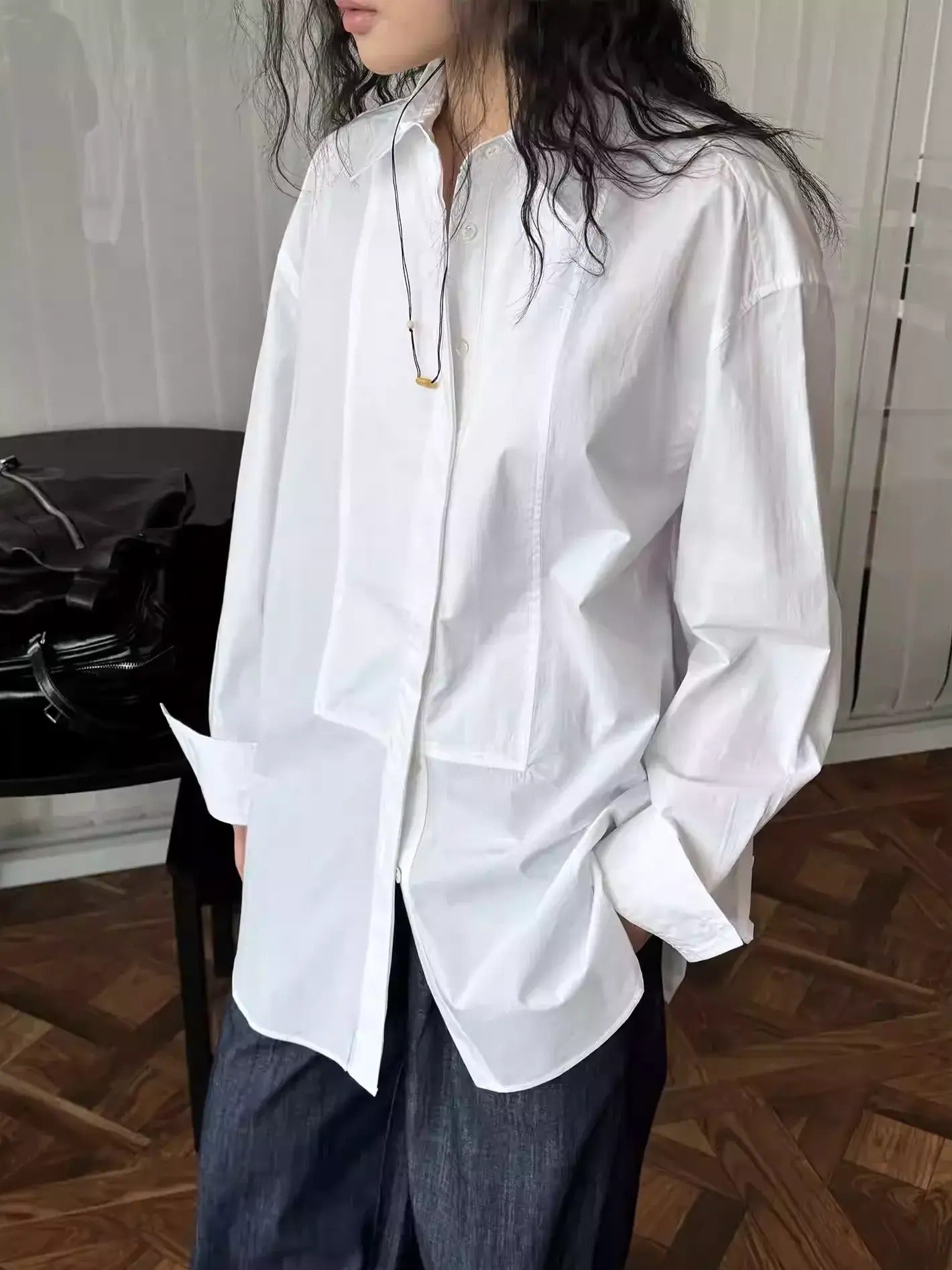 Simple Design Lapel Shirt_BDHL7373