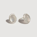 White Agate Oval Stud Earrings_BDHL8463