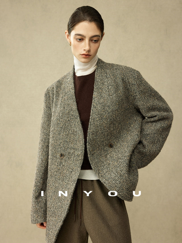 Collarless Classic Tweed Jacket_BDHL6790