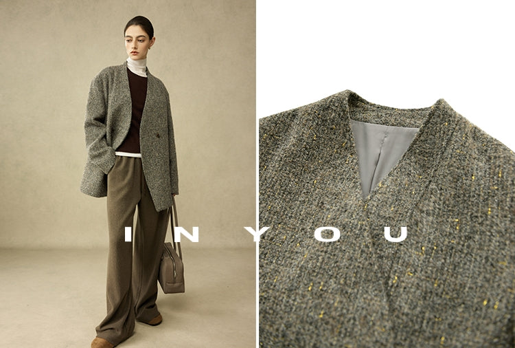 Collarless Classic Tweed Jacket_BDHL6790