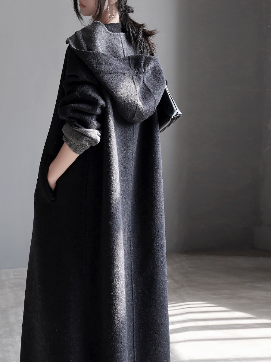 Hooded Relaxed Fit Long Coat_BDHL7926