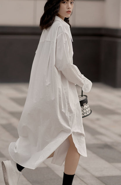 Mid Length Long Sleeved Shirt Dress_BDHL6156