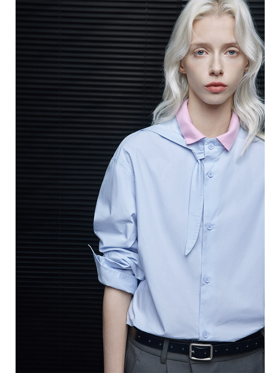Pure cotton long-sleeved shirt top_BDHL7643
