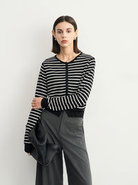 Stripe Round-Neck Cardigan_BDHL6621