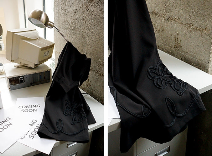 Black Embroidered Straight Pants_BDHL6743