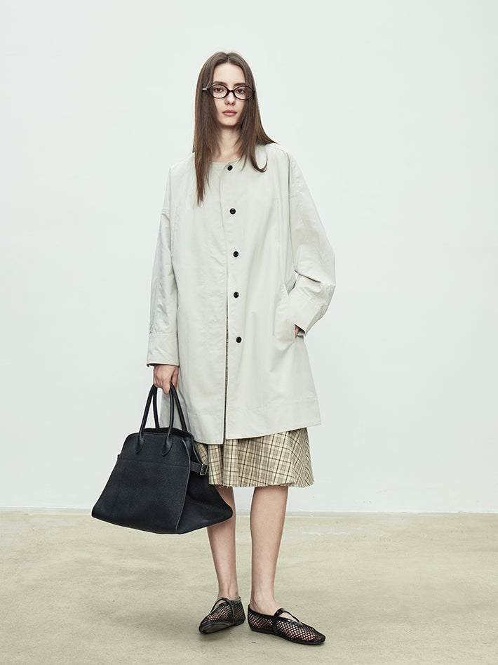Collarless Long Windbreaker_BDHL7102