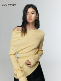 Asymmetrical Off-Shoulder Knit Tops_BDHL6713