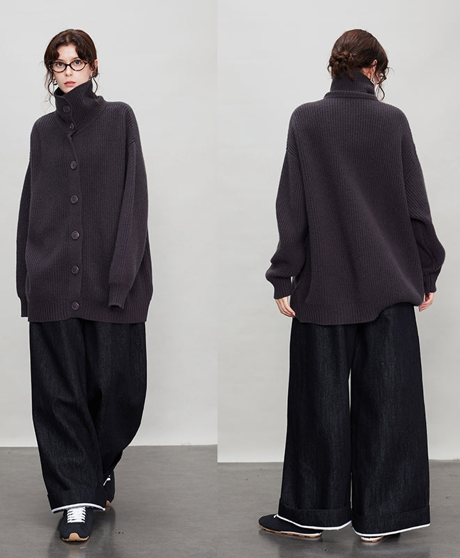 厚針織長版翻領開襟衫_BDHL7942