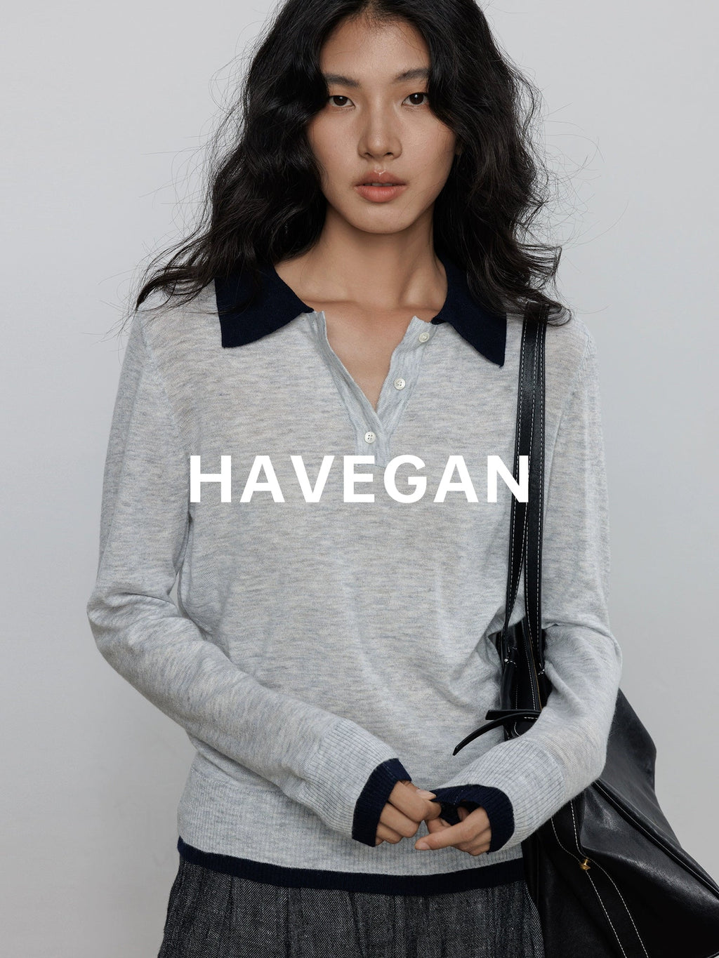 Contrast Polo Collar Tops_BDHL7711