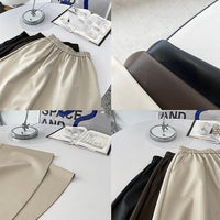 Draped PU Leather Skirt_BDHL6765