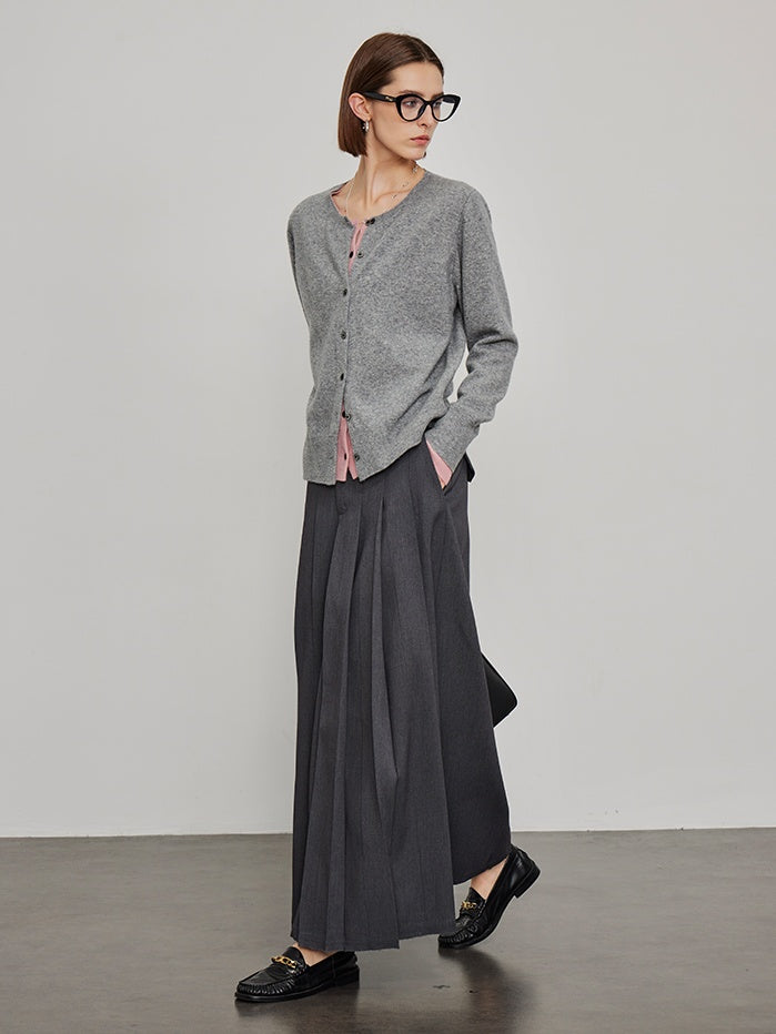 Pressed Pleated Long Skirt_BDHL6444