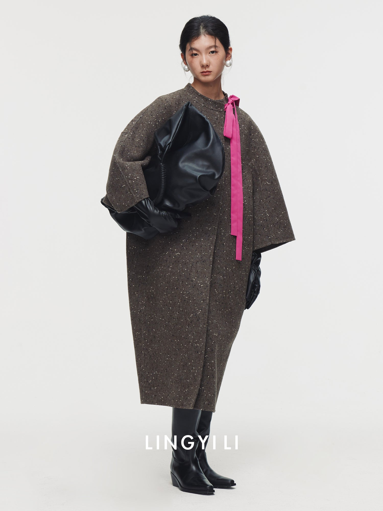 Ribbon Tie Collar Straight Coat_BDHL6758