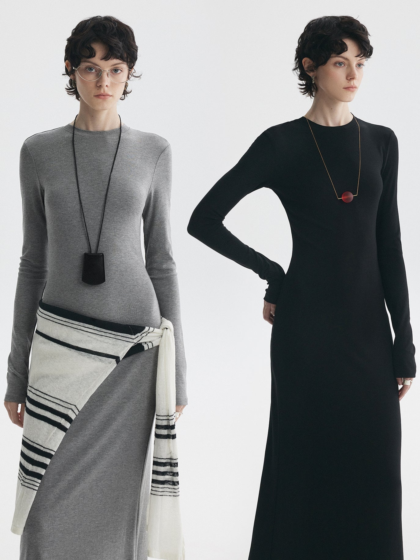 Simple Slim-Fit Long Dress_BDHL7726