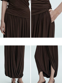 Pleated Long Skirt Pants_BDHL7398
