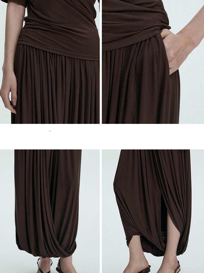 Pleated Long Skirt Pants_BDHL7398