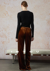 Velvet Straight Wide Leg Pants_BDHL6664