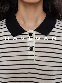Polo Collar Border Tops_BDHL7232