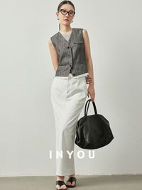 V-Neck Button Suit Vest_BDHL6116