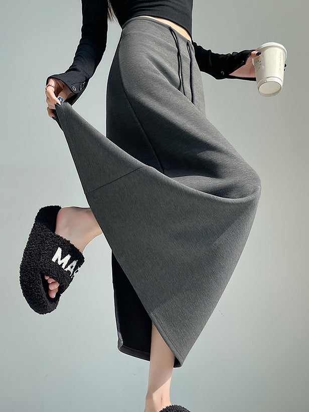 High-Waisted Slit Straight Skirt_BDHL7823