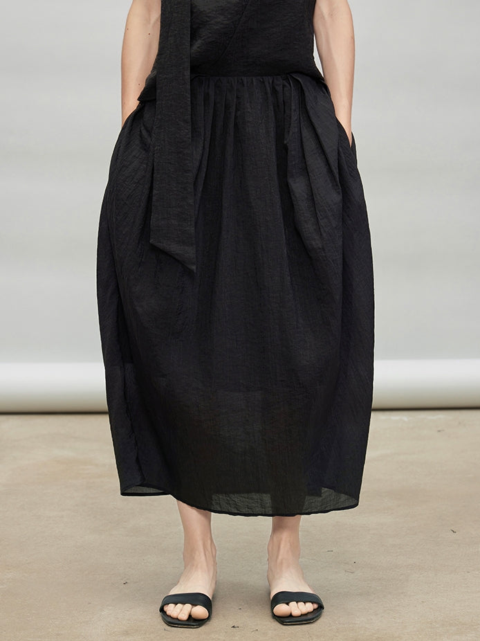 Ribbon Tie Sleeveless Tops Or Bud Skirt_BDHL7284
