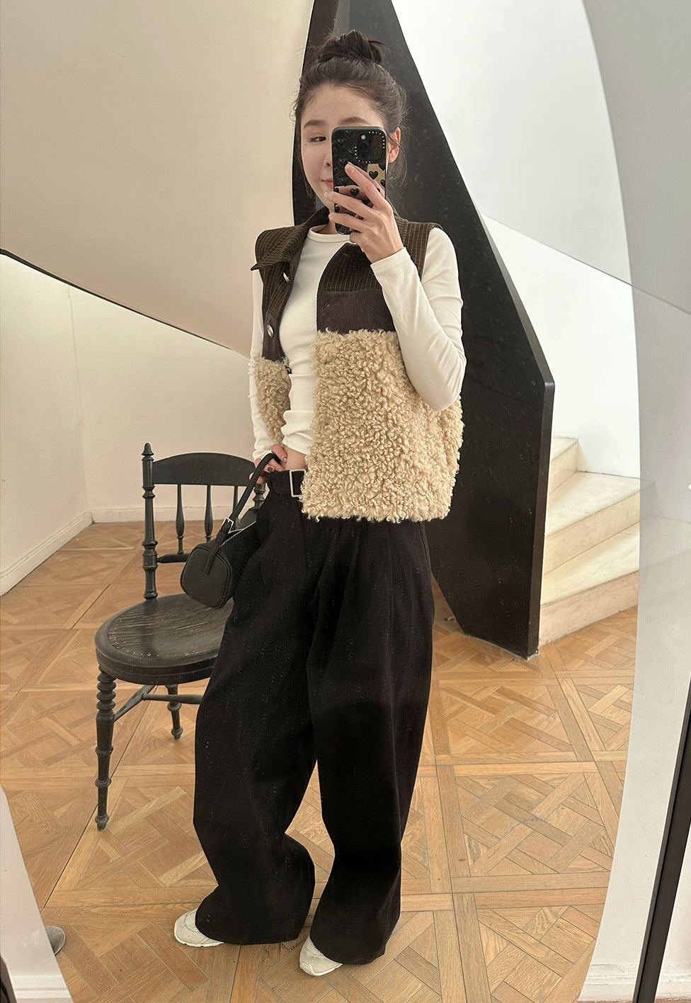 撞色毛絨背心_BDHL8087